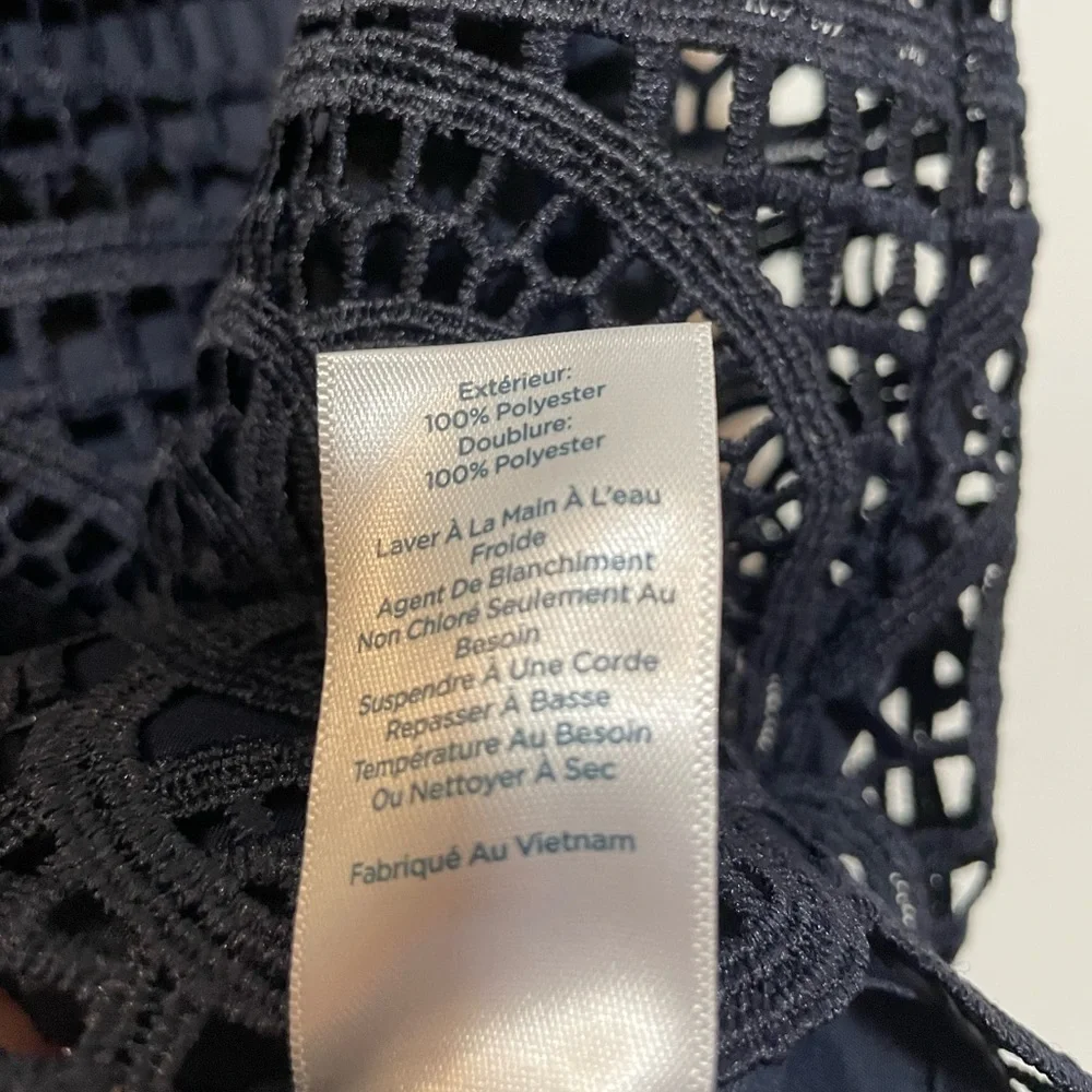 RSVP By Talbots Medallion Lace A-Line Navy Blue Dress Sz 16WP Wedding Formal EUC - Picture 8 of 10